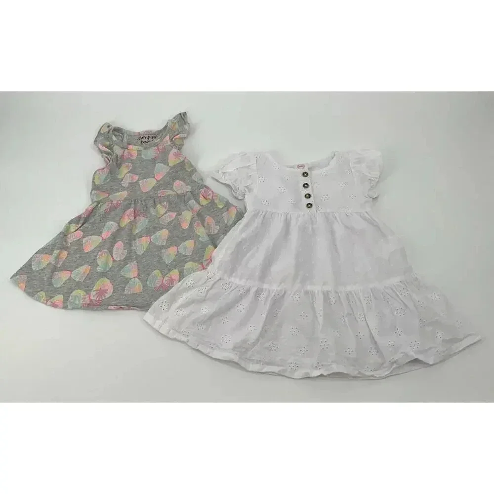 Little Girl's 2T Dresses Flutter Sleeve Eyelet Jumping Beans Wonder Nation Set